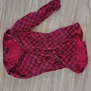 Red and black plaid long sleeve top size small